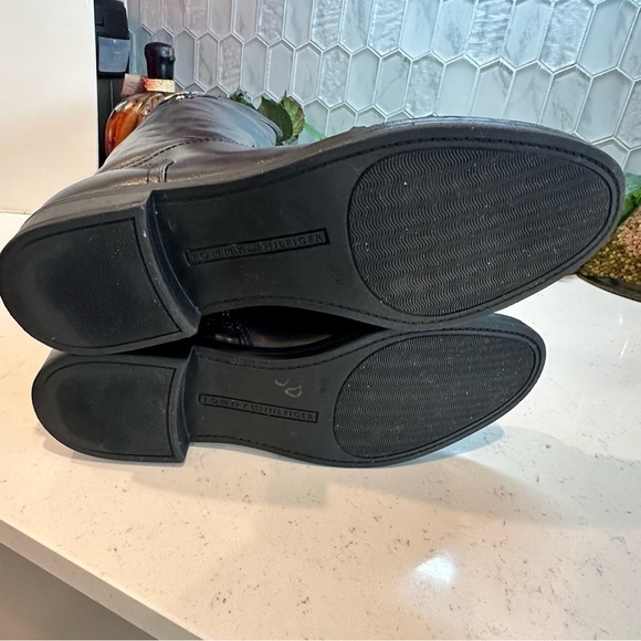 TOMMY HILFIGER Ivane Black Leather Boots with Sliver Monogram, EUC - Picture 11 of 16